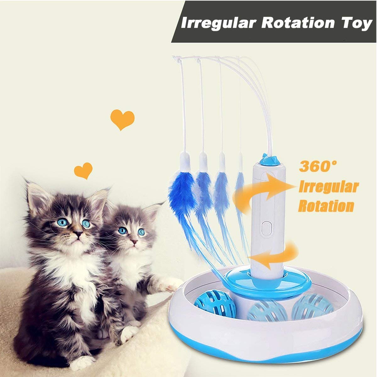 Focuspet Cat Interactive Toys Electric Rotate Feather Toys Spinning